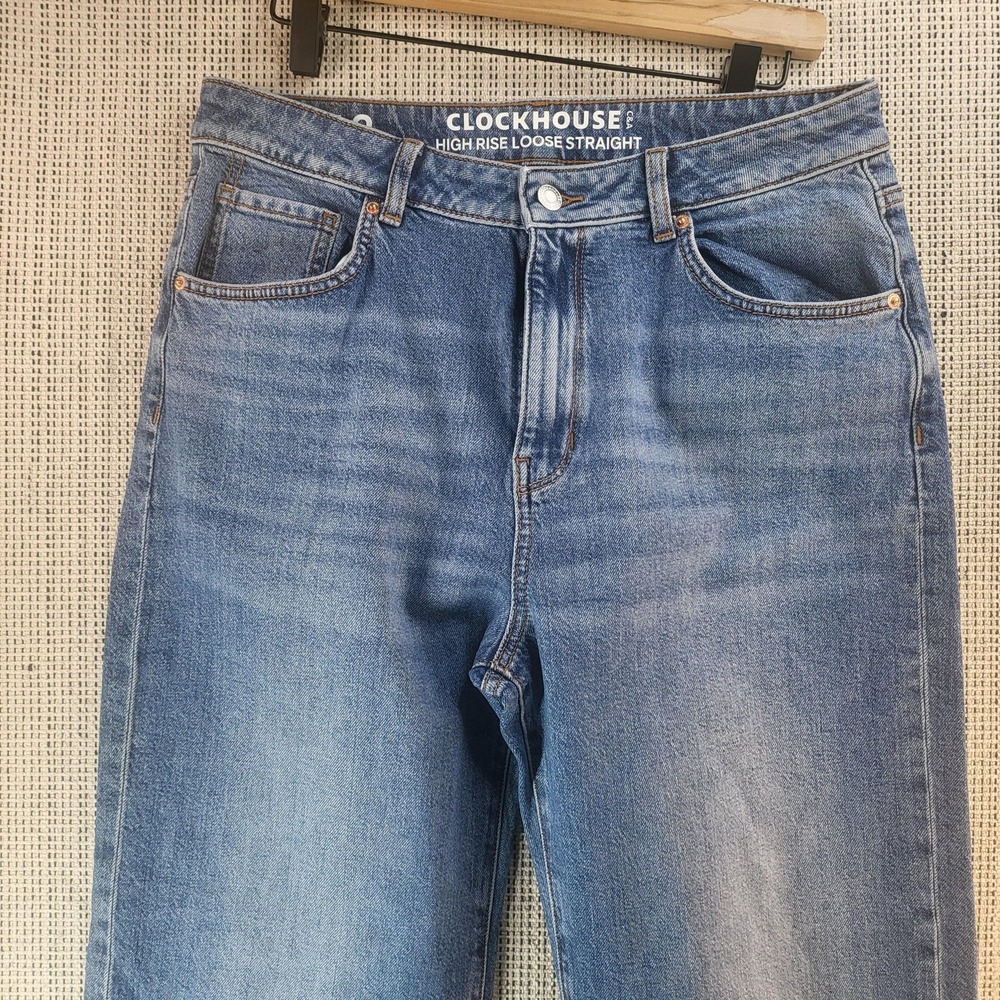 Clockhouse C&A Jeans‎ Womens 42 Short High Rise Loose Straight Side Slit Hem